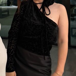 Mango Women's Black Textured Blouse